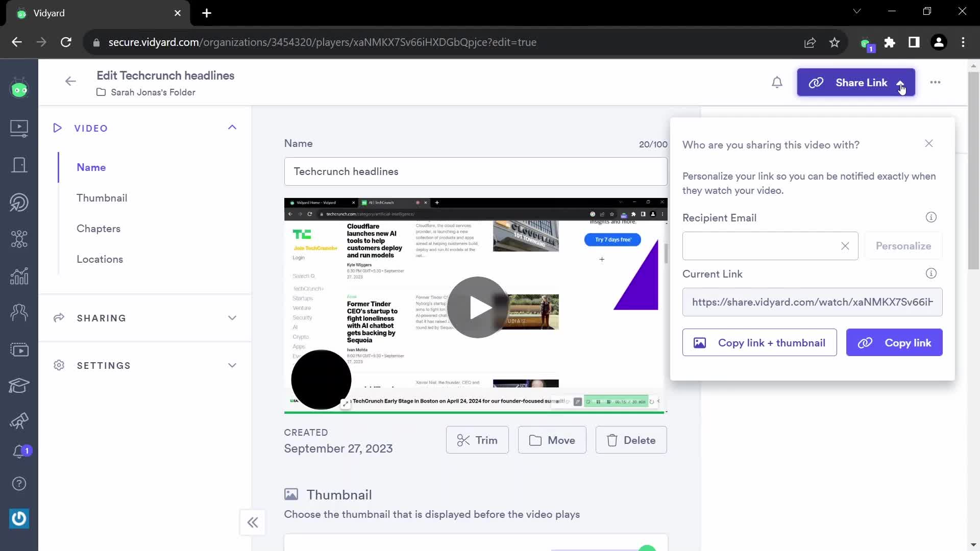 Sharing on Vidyard video thumbnail