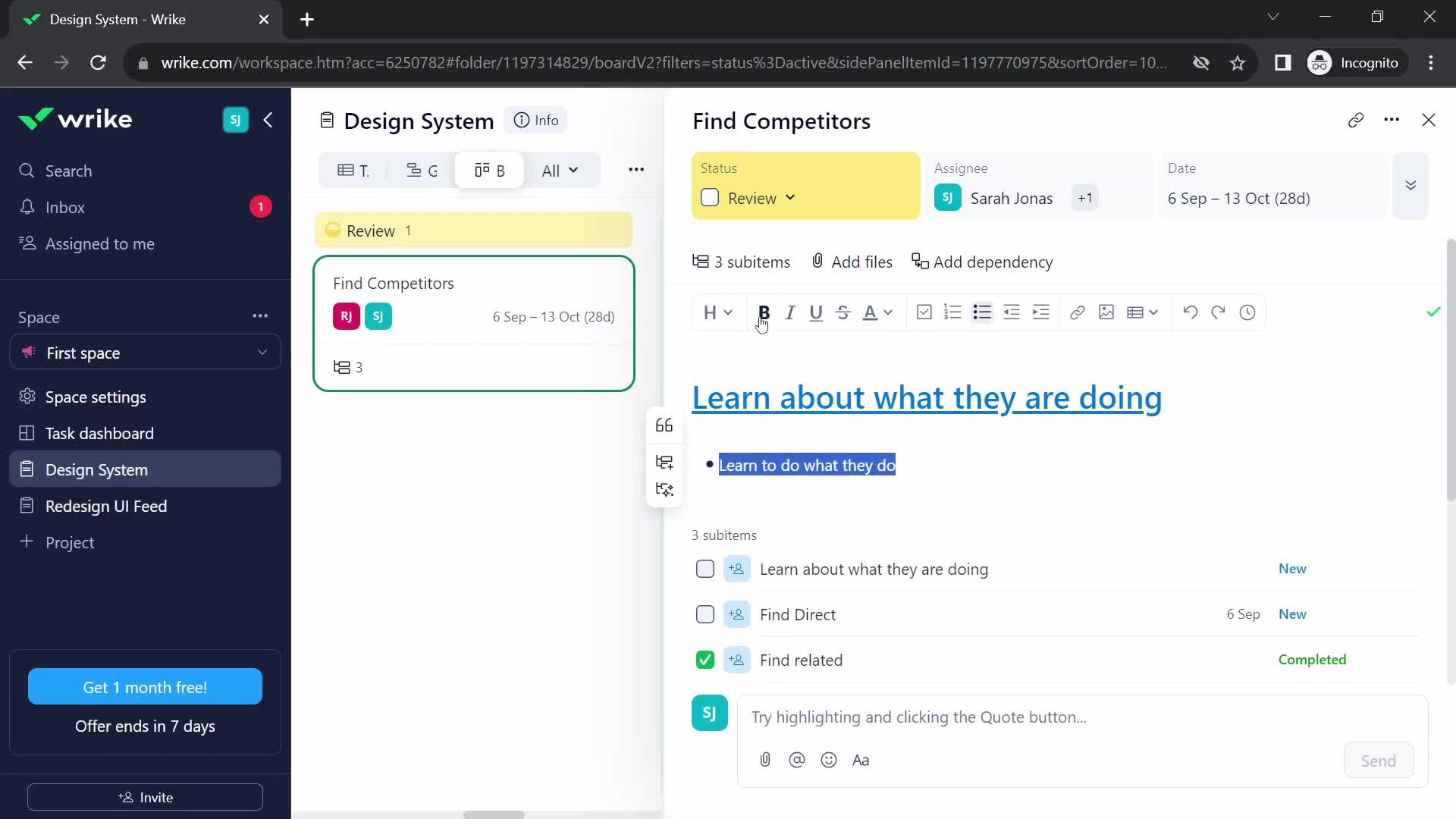 Tasks screenshot