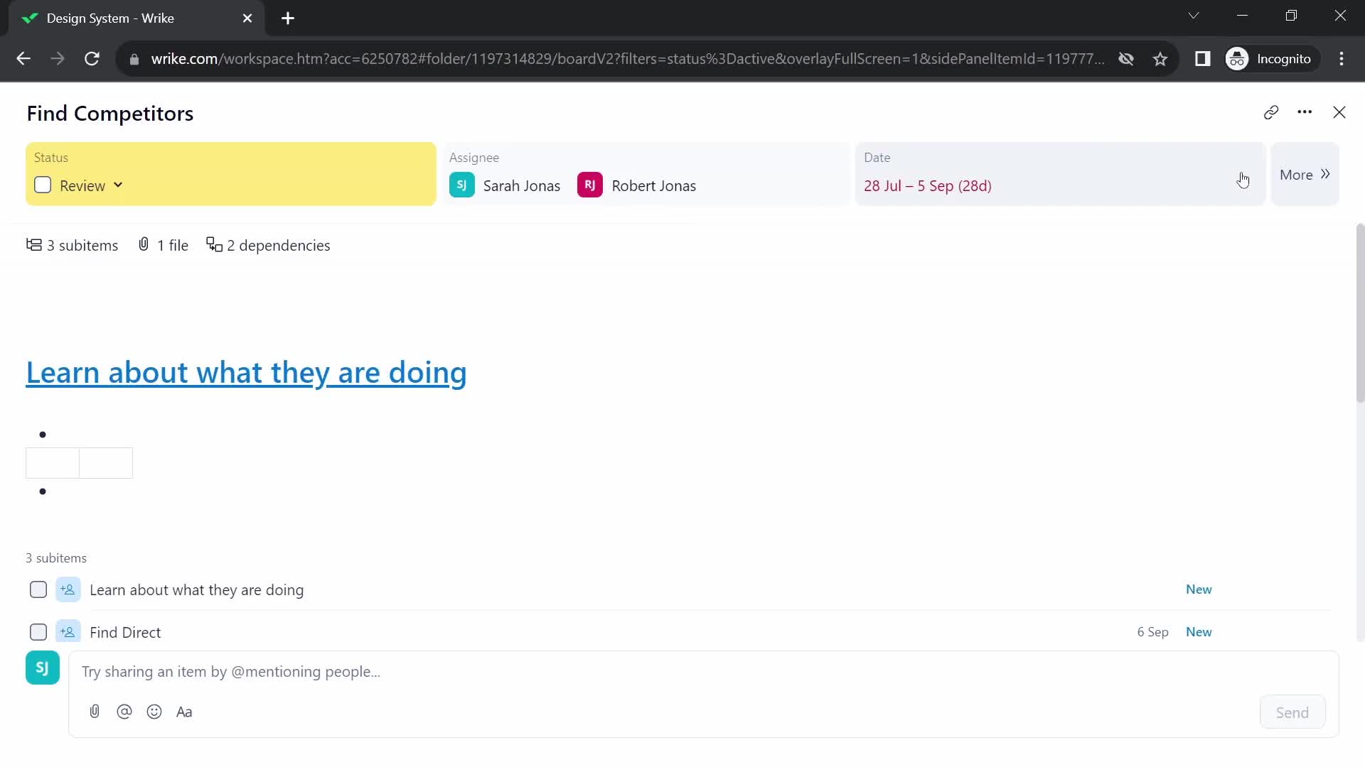 Tasks screenshot