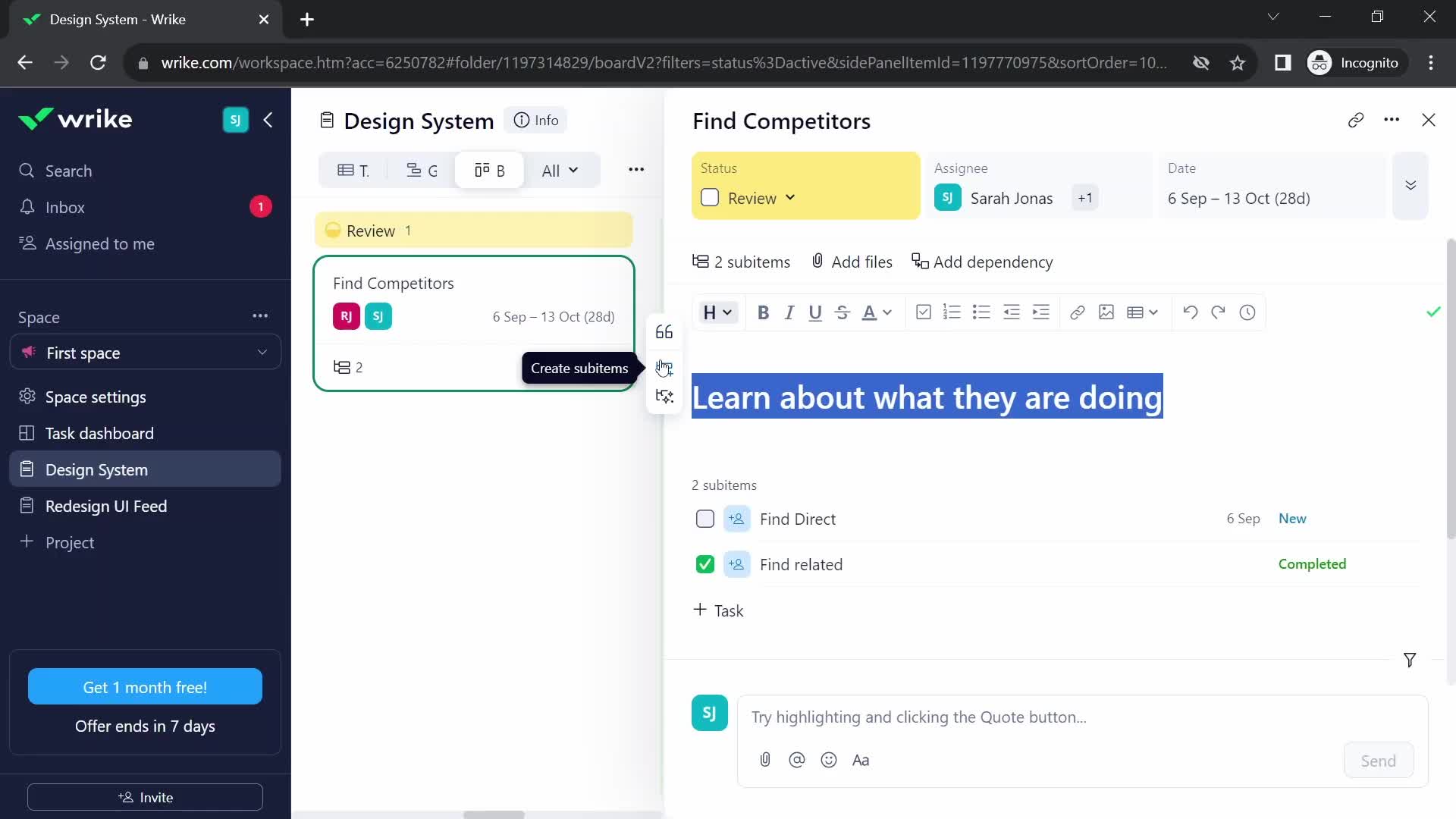 Tasks screenshot