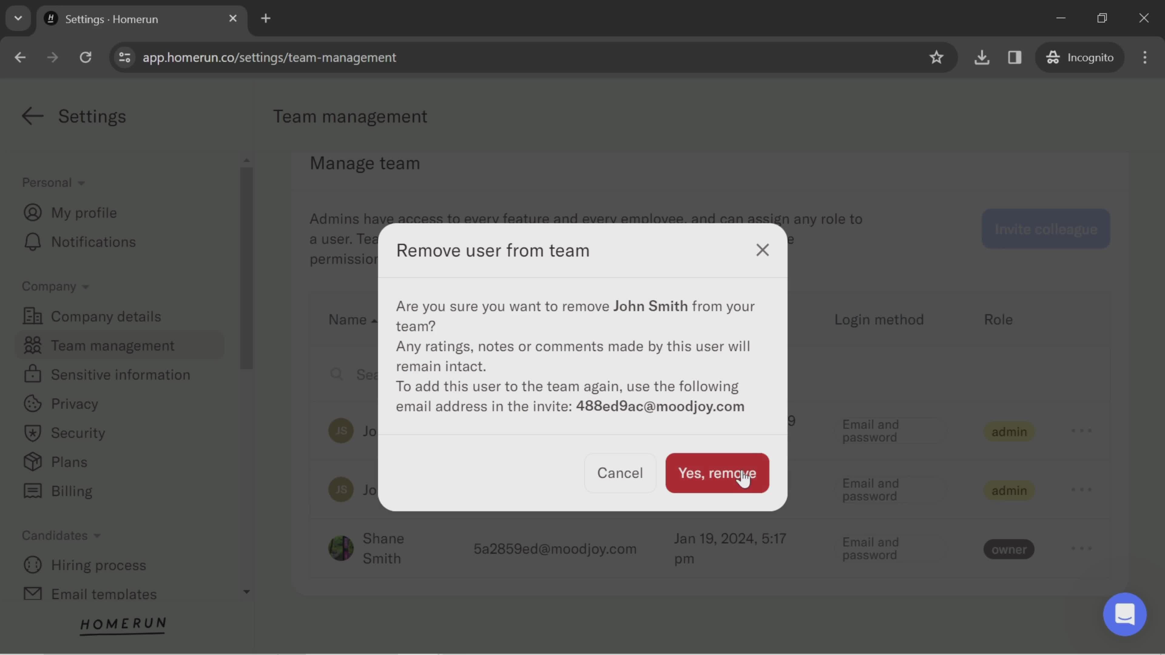 Managing team screenshot
