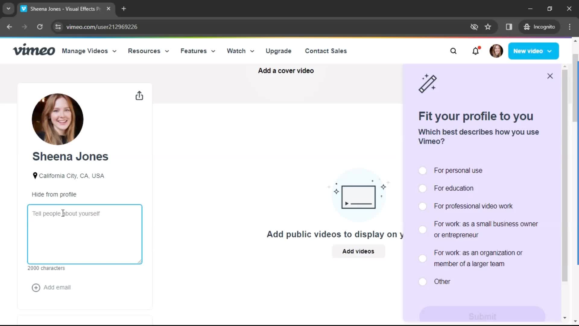 Updating your profile screenshot