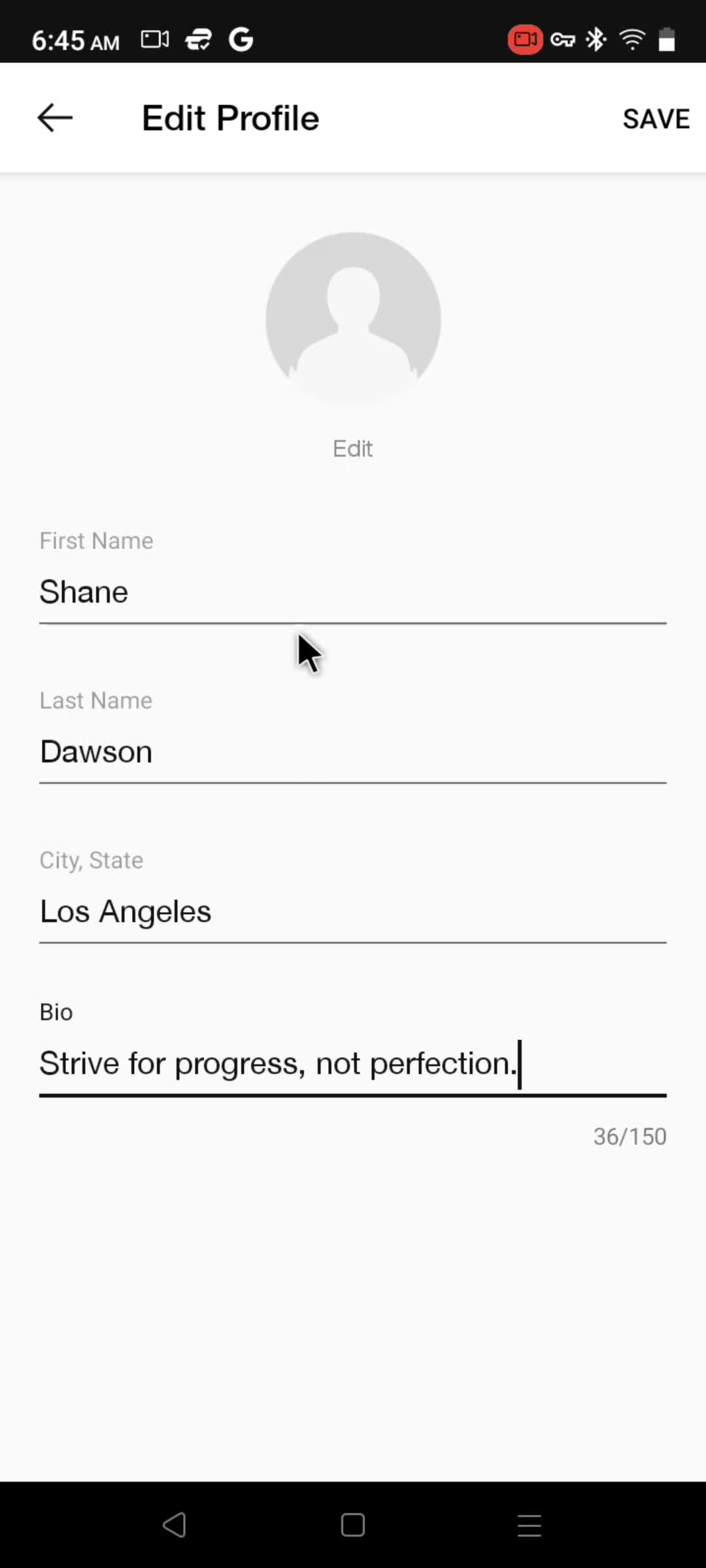 Updating your profile screenshot
