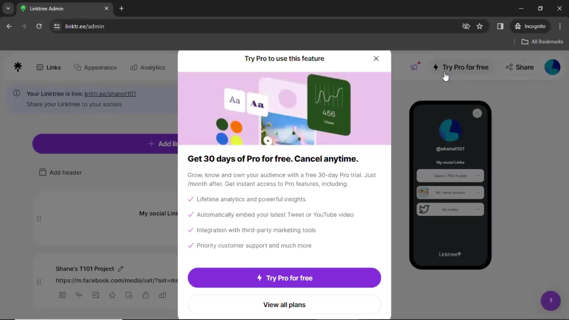Upgrading your account on Linktree video thumbnail