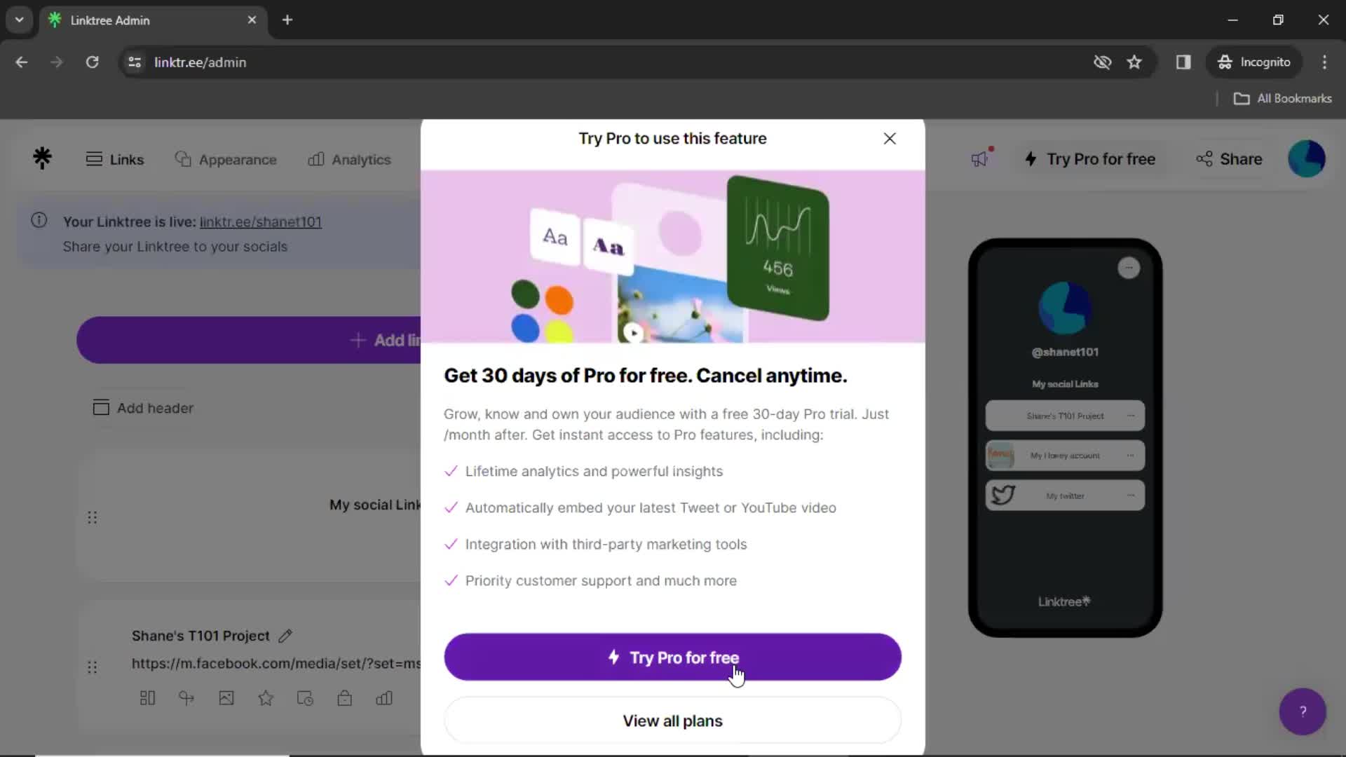 Upgrading your account on Linktree video thumbnail