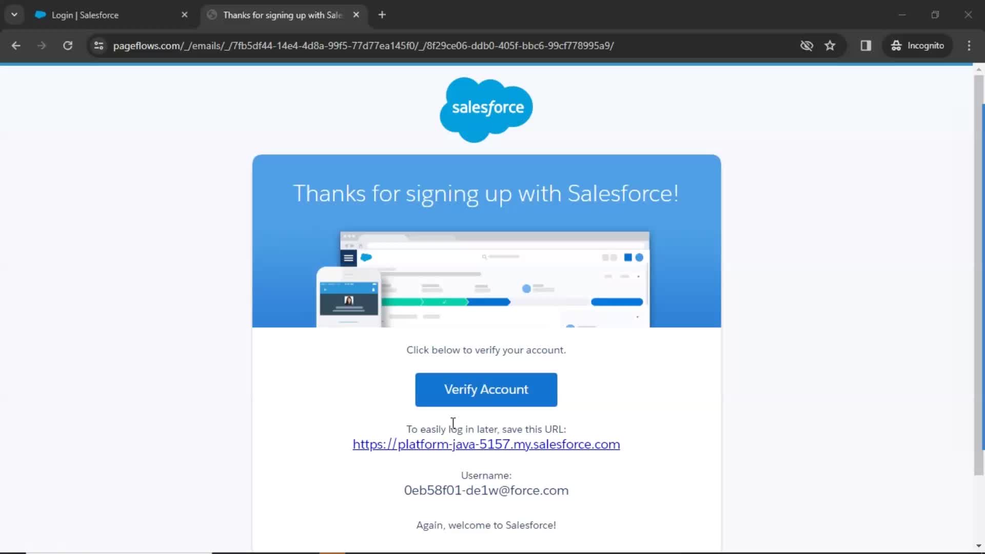 Verifying account screenshot