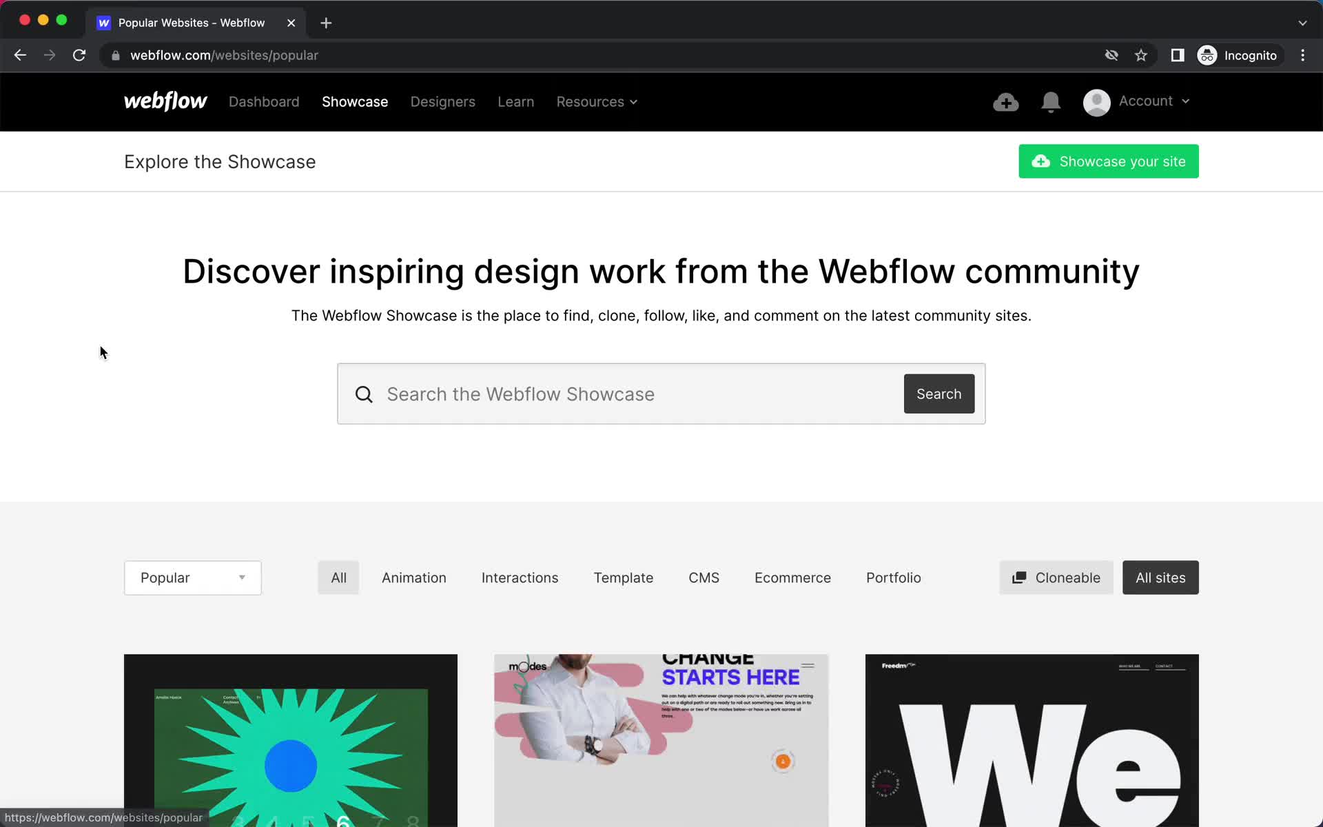 General browsing on Webflow video thumbnail