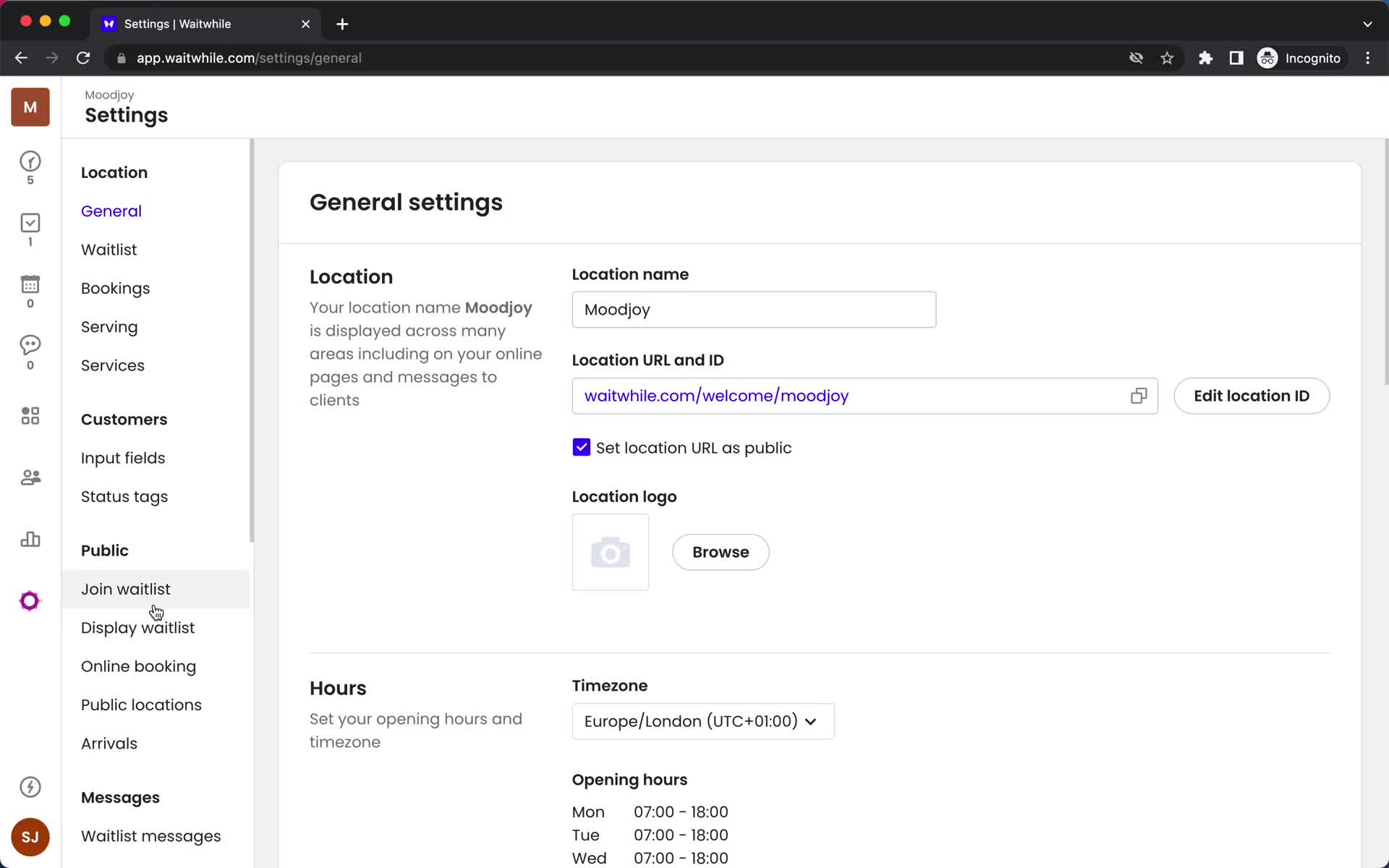 Customization settings on Waitwhile video thumbnail