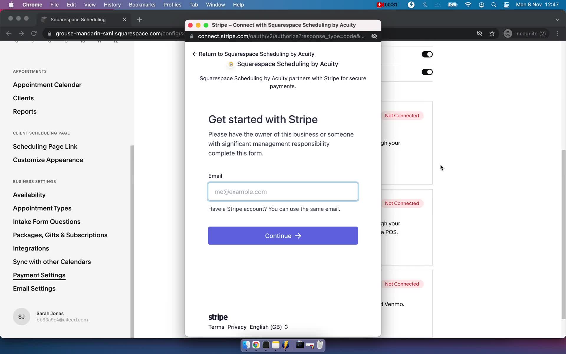 Connecting payment provider on Squarespace Scheduling video thumbnail