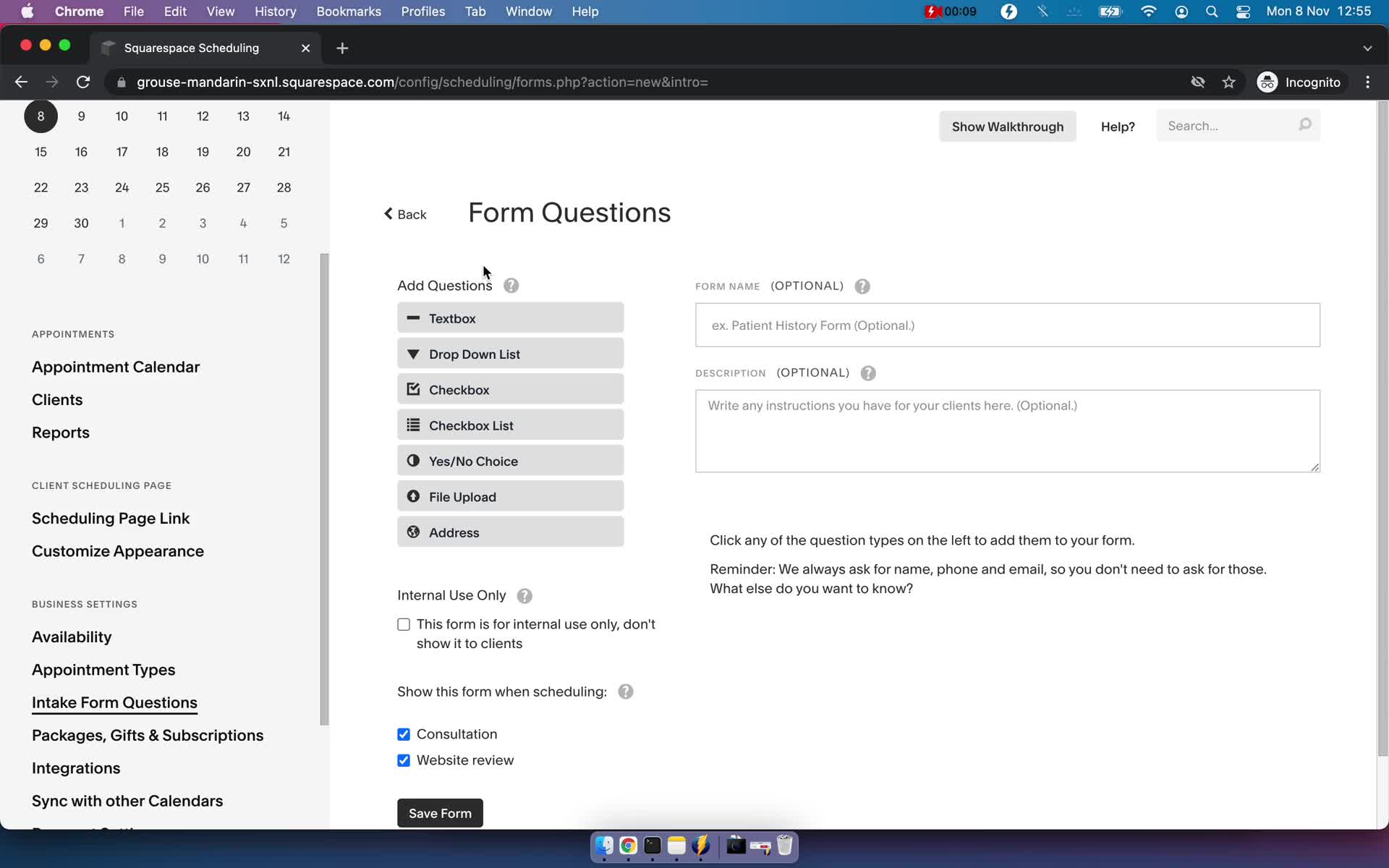 Creating a form on Squarespace Scheduling video thumbnail