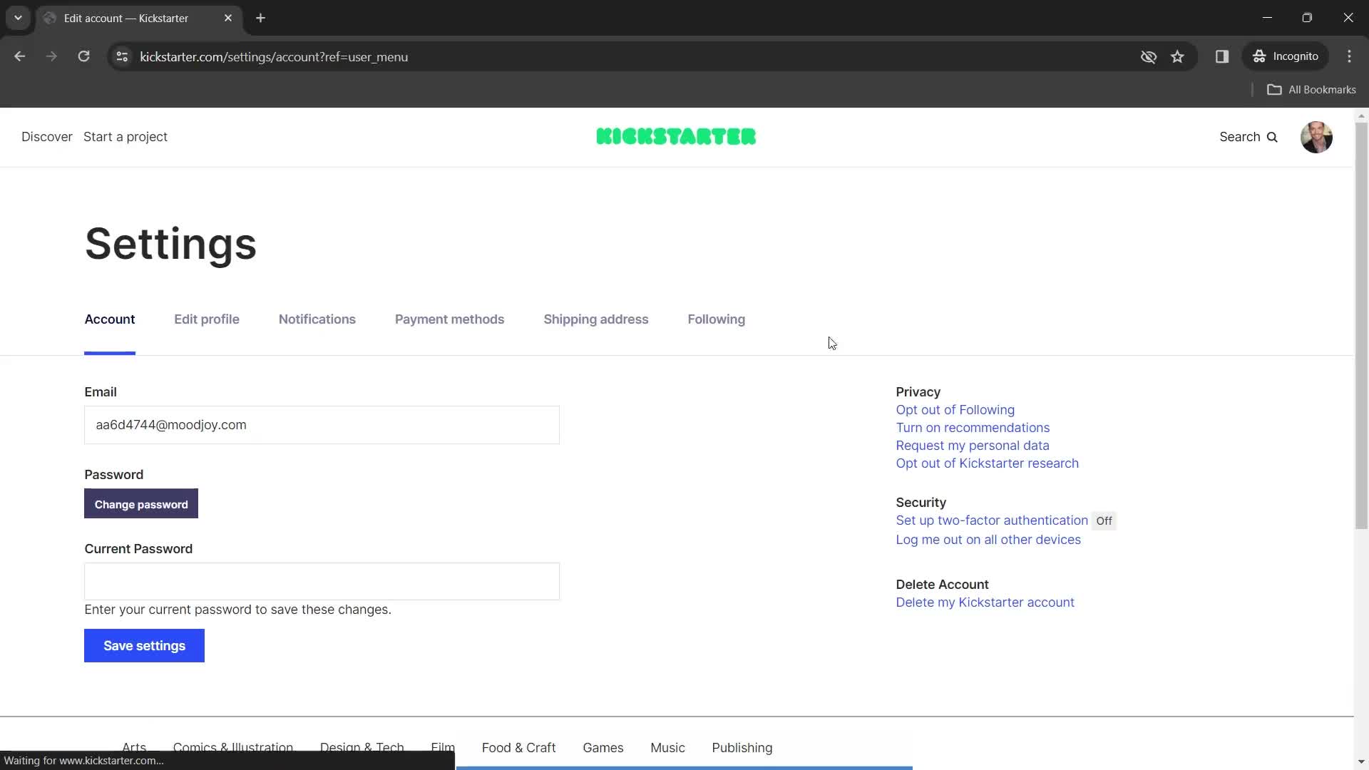 Adding shipping address on Kickstarter video thumbnail