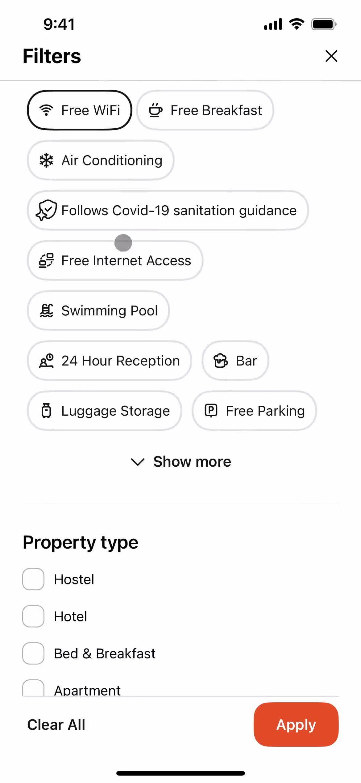 Booking a room screenshot
