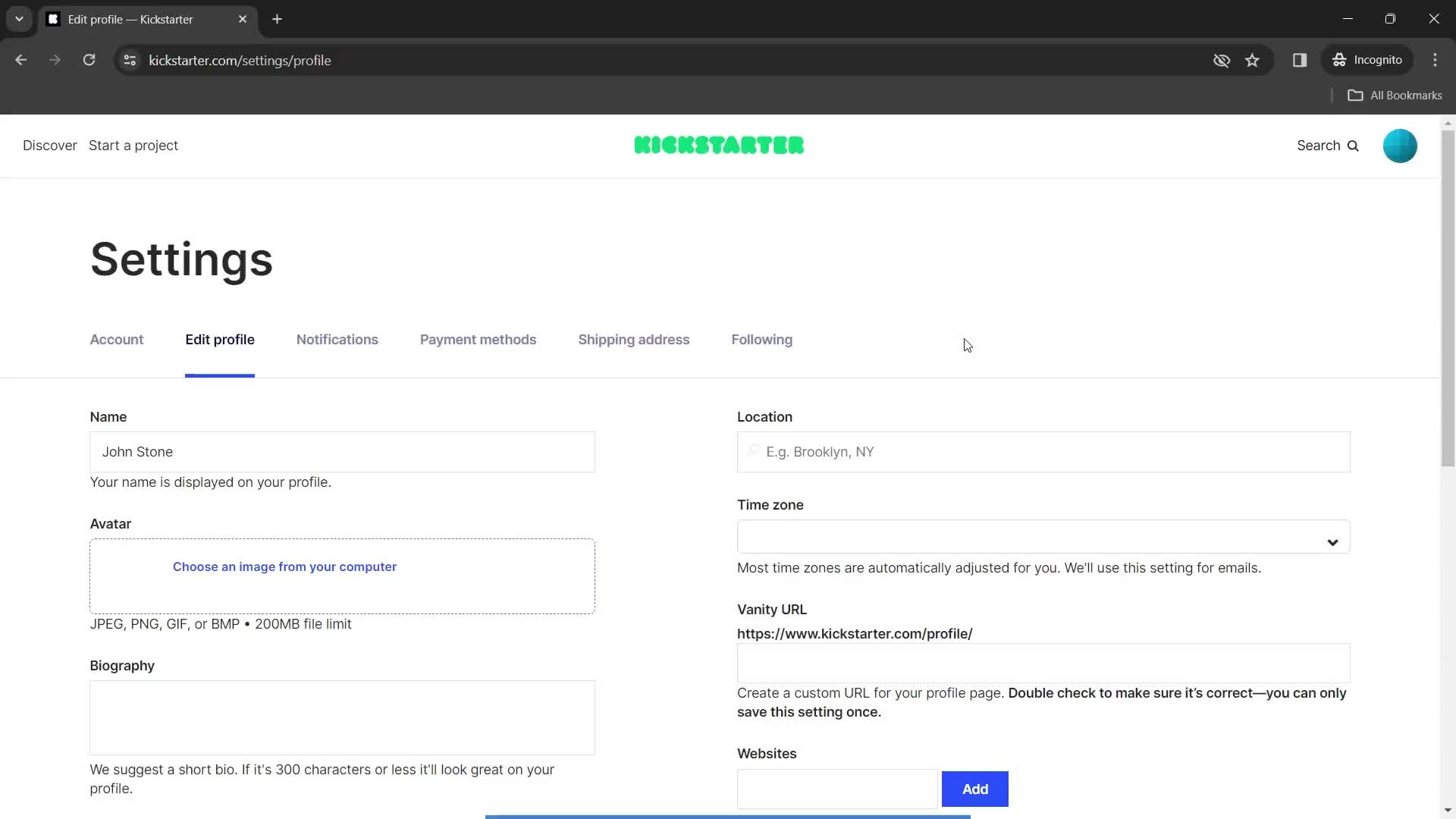 Updating your profile on Kickstarter video thumbnail