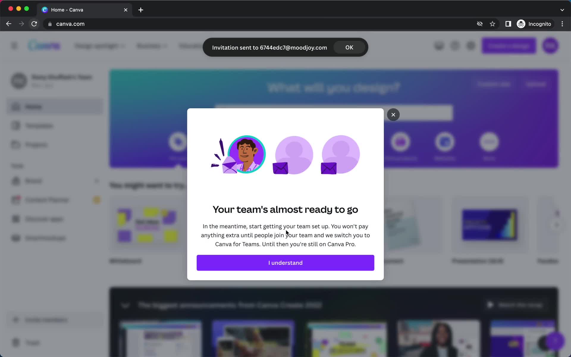 Inviting people screenshot