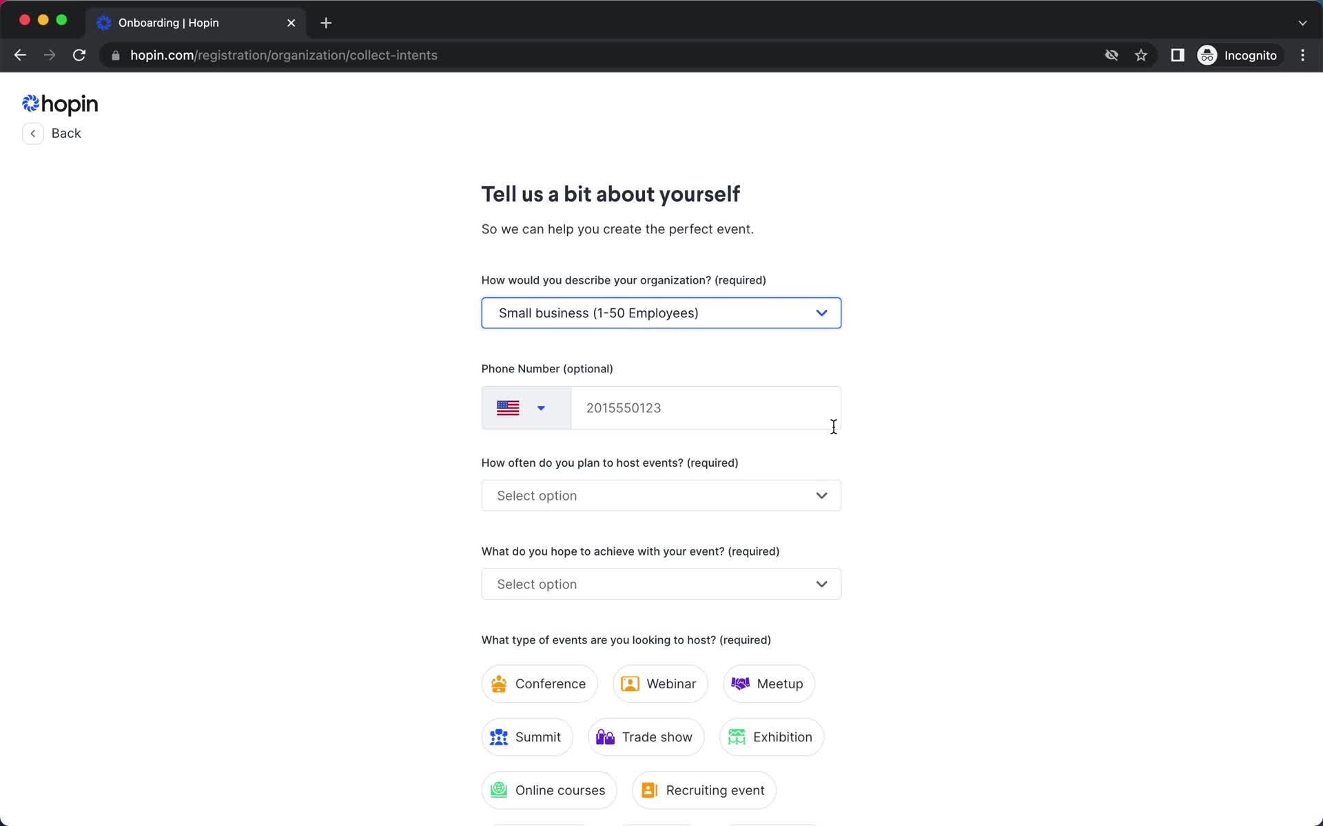 Onboarding screenshot