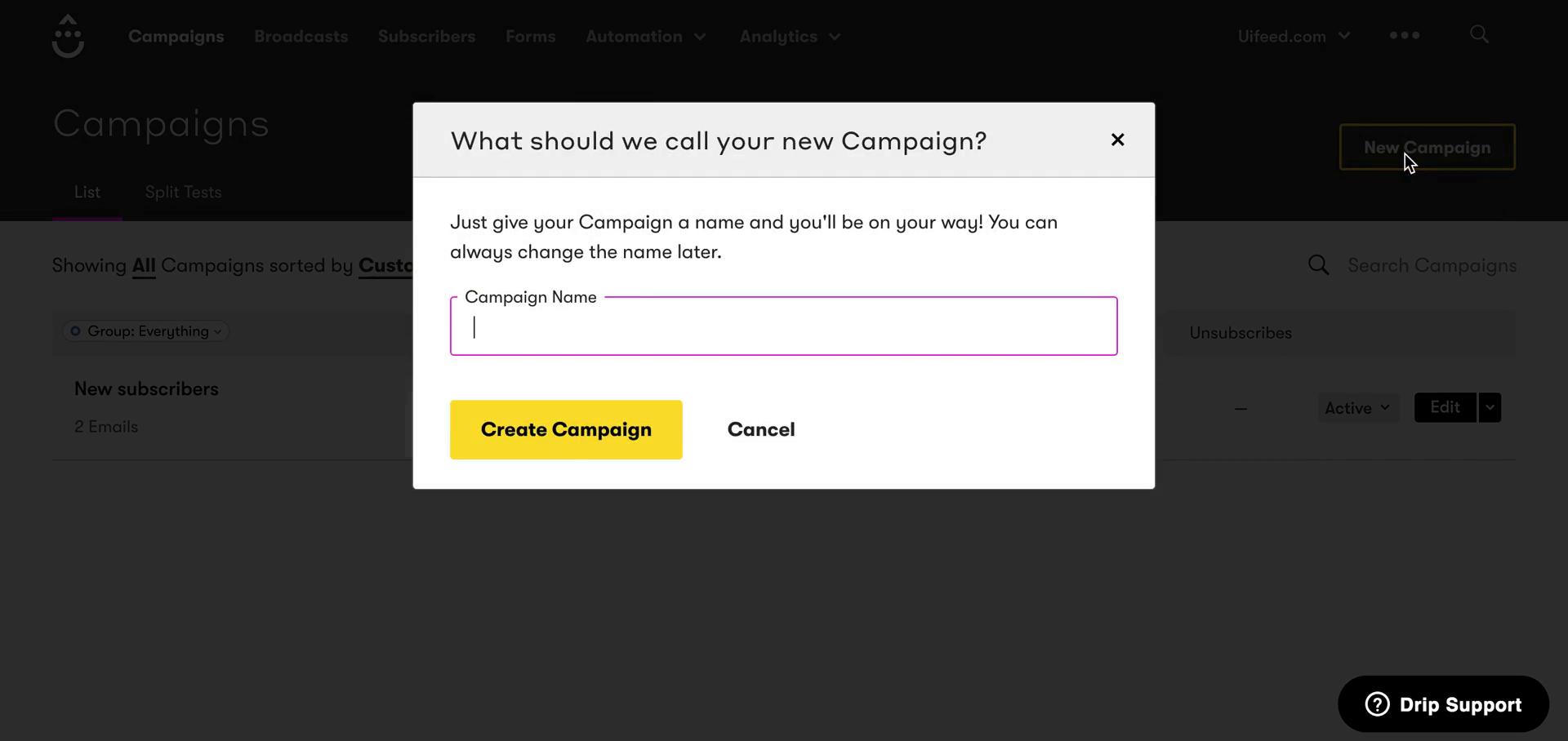 Creating a drip campaign on Drip video thumbnail