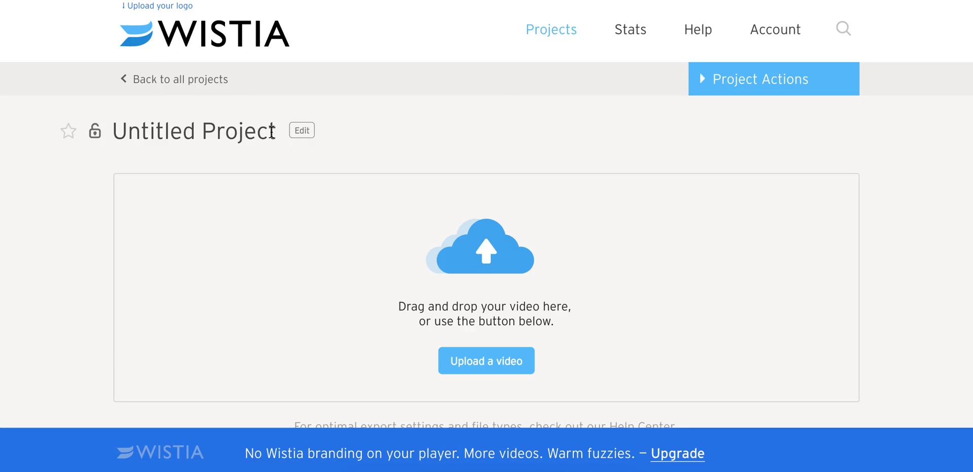 Creating a project on Wistia video thumbnail