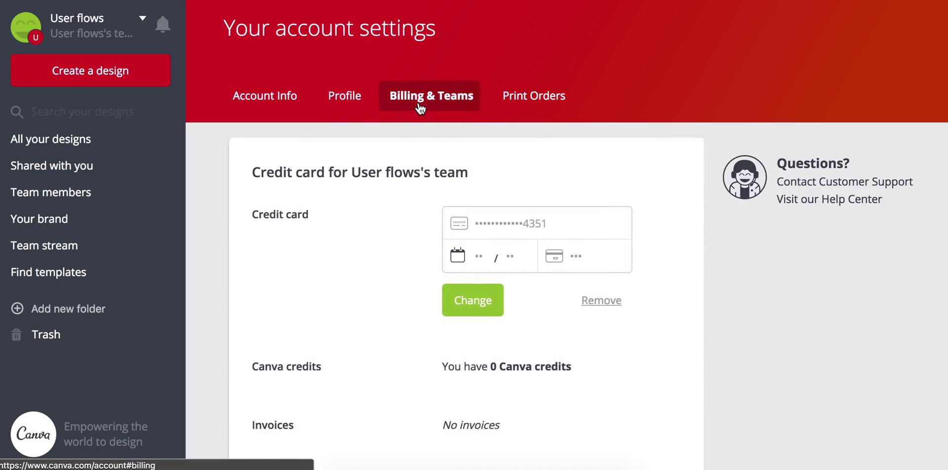 Downgrading your account screenshot