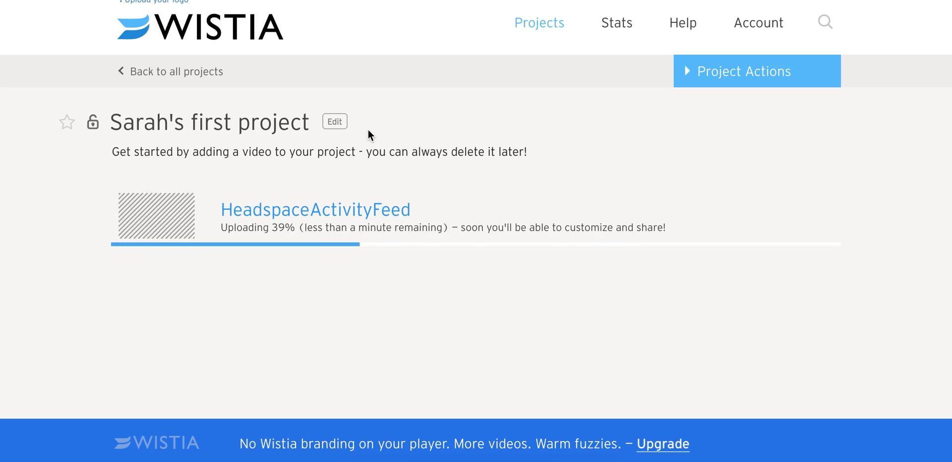 Uploading media on Wistia video thumbnail