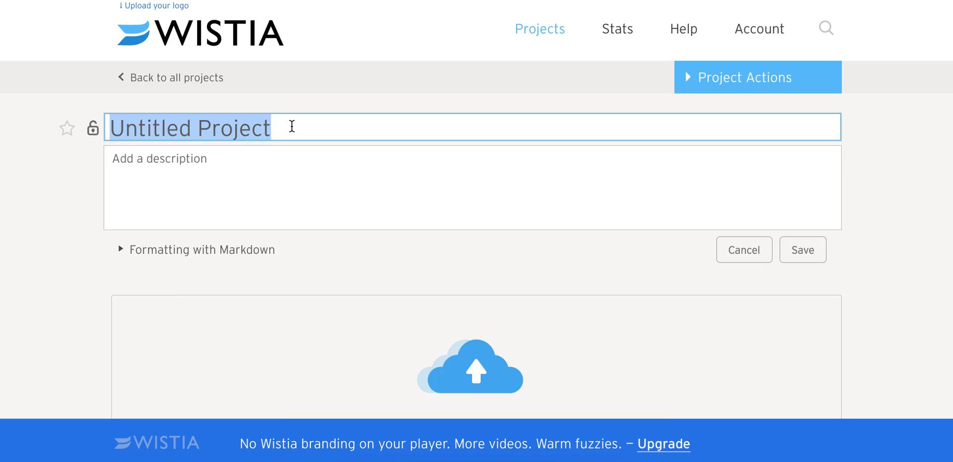 Creating a project on Wistia video thumbnail