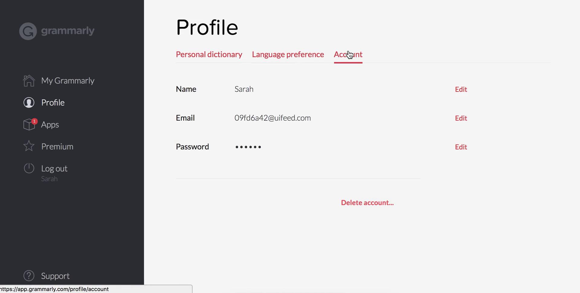 Settings screenshot