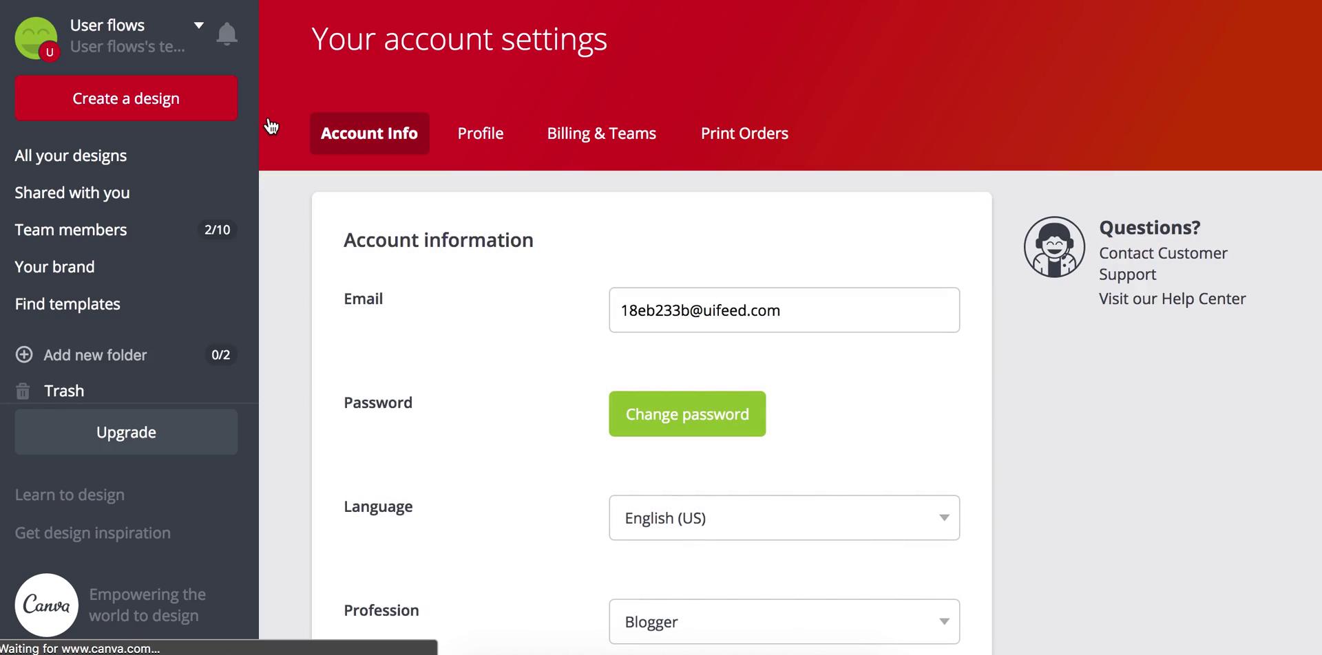 Settings screenshot