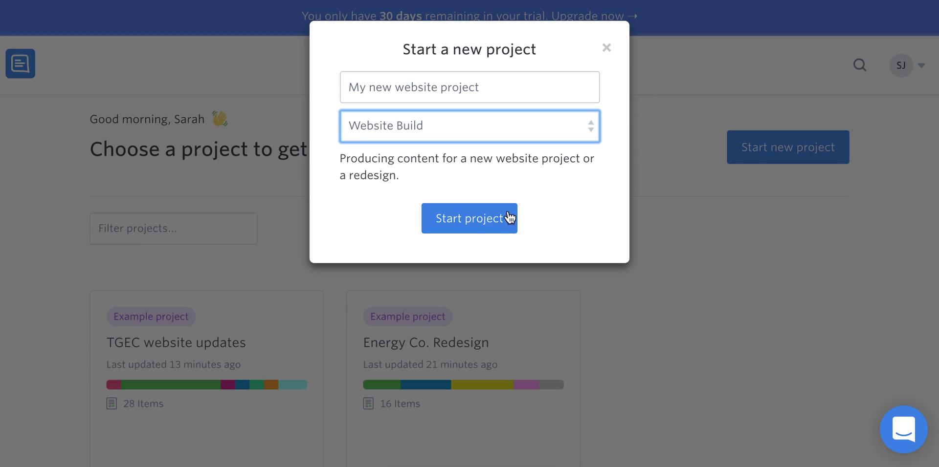 Creating a project on GatherContent video thumbnail
