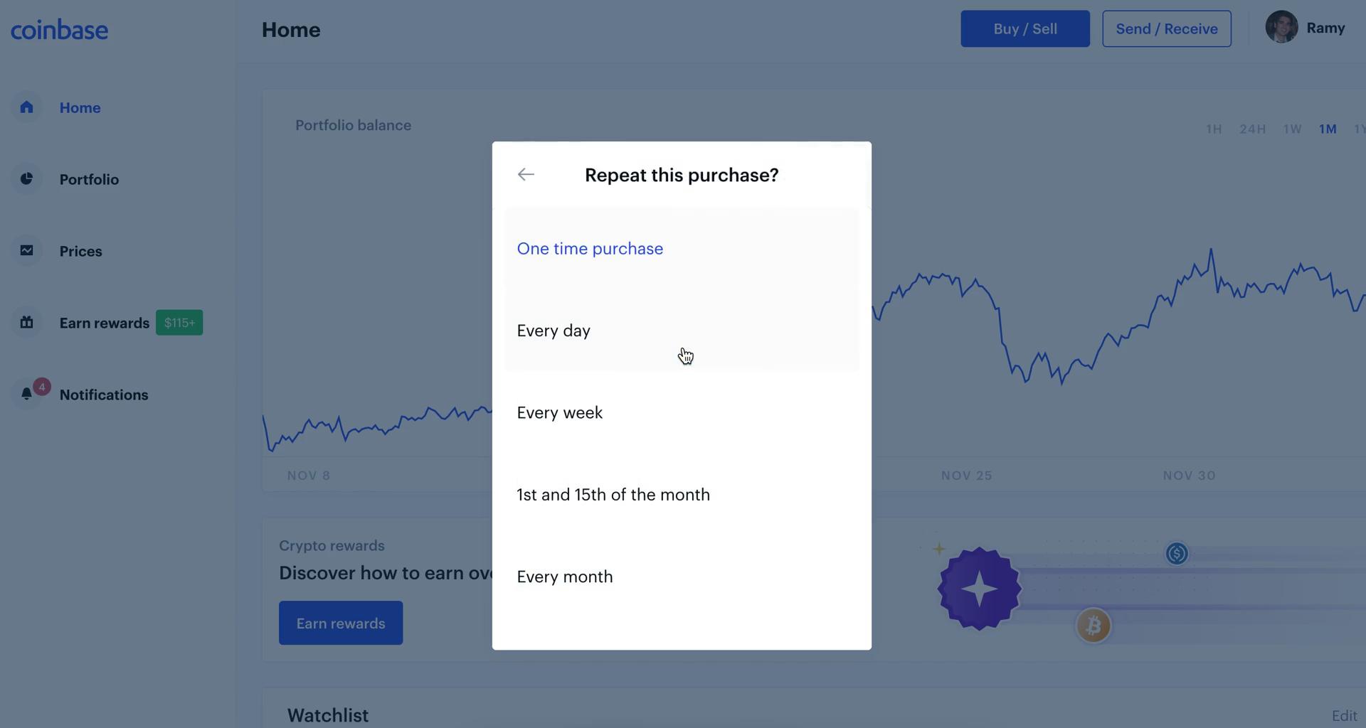 Buying crypto currency screenshot