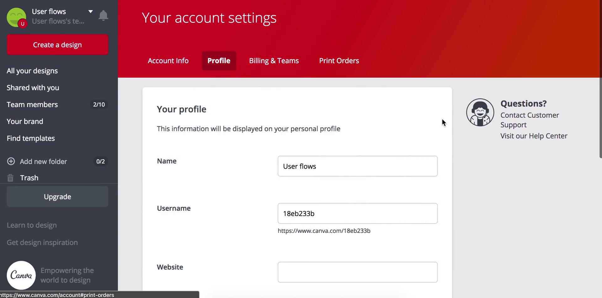 Settings screenshot