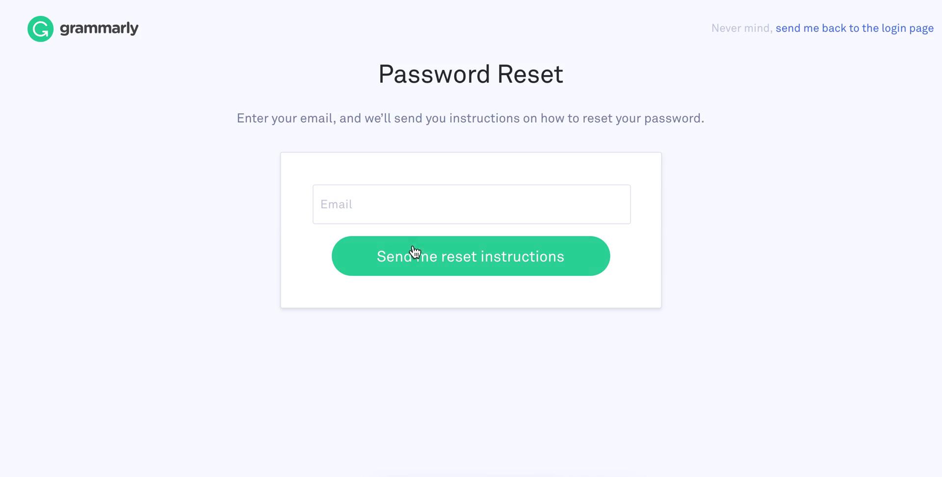 Password reset screenshot
