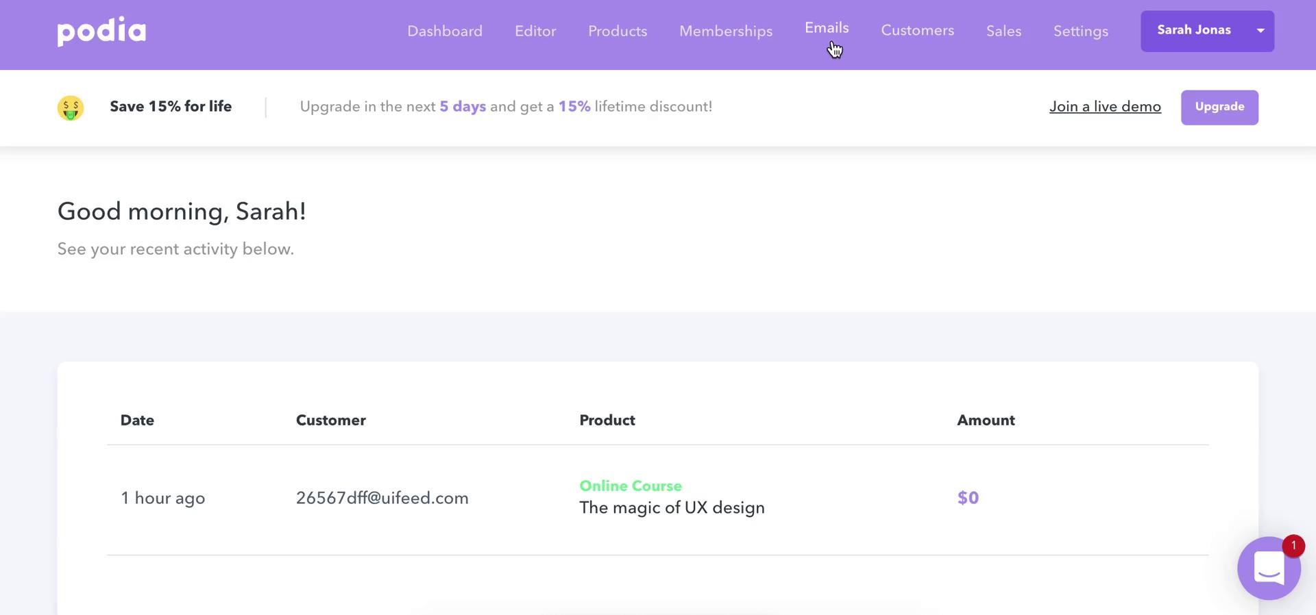 Creating an email campaign on Podia video thumbnail