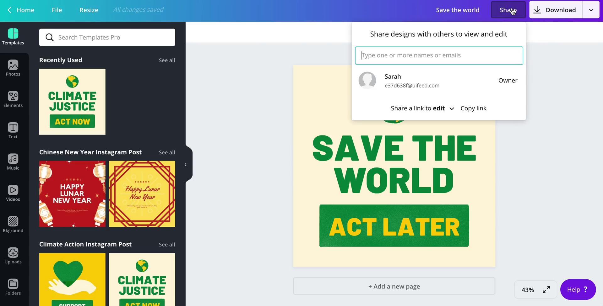 Sharing screenshot