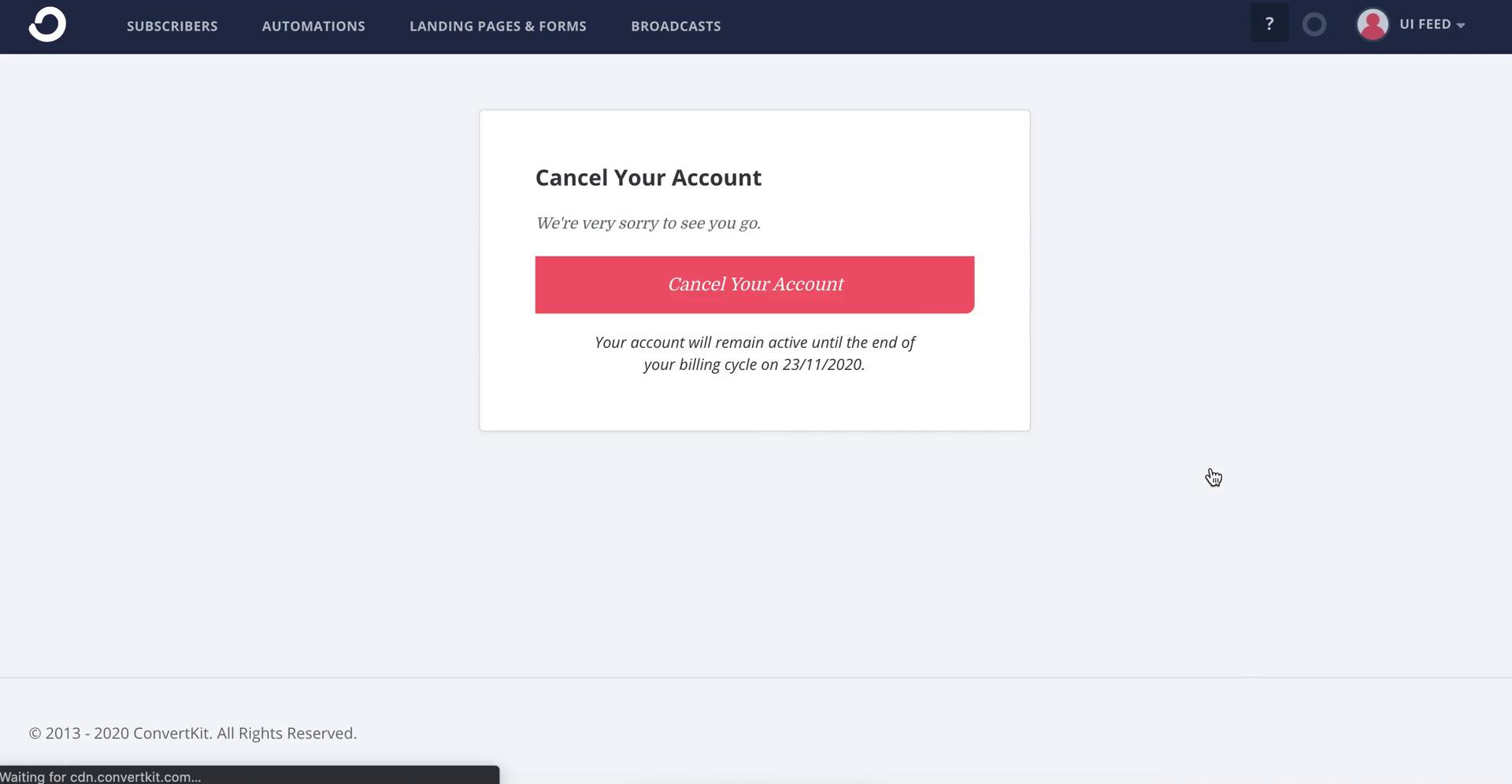 Cancelling your subscription on ConvertKit video thumbnail