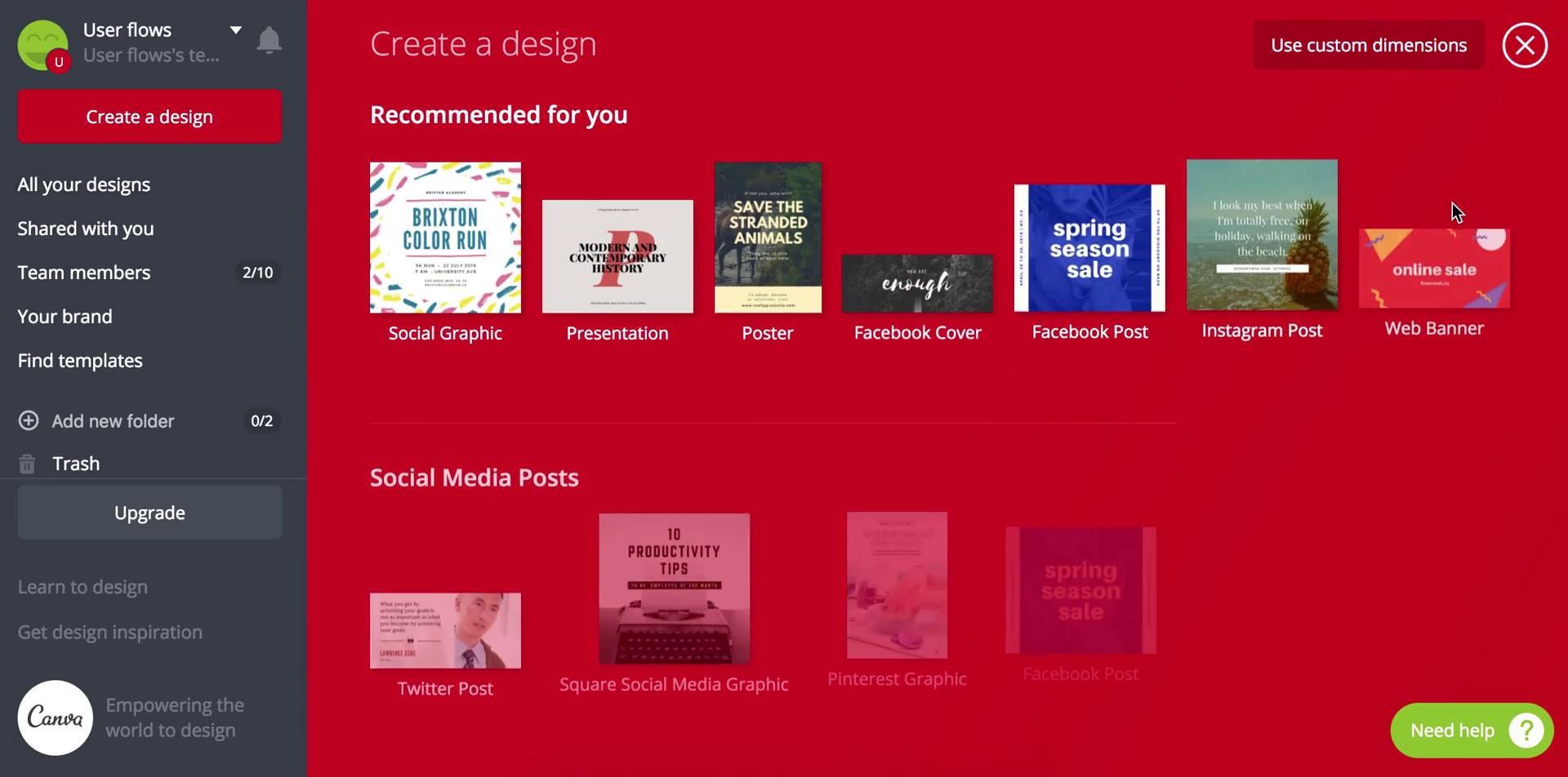 Creating a design screenshot