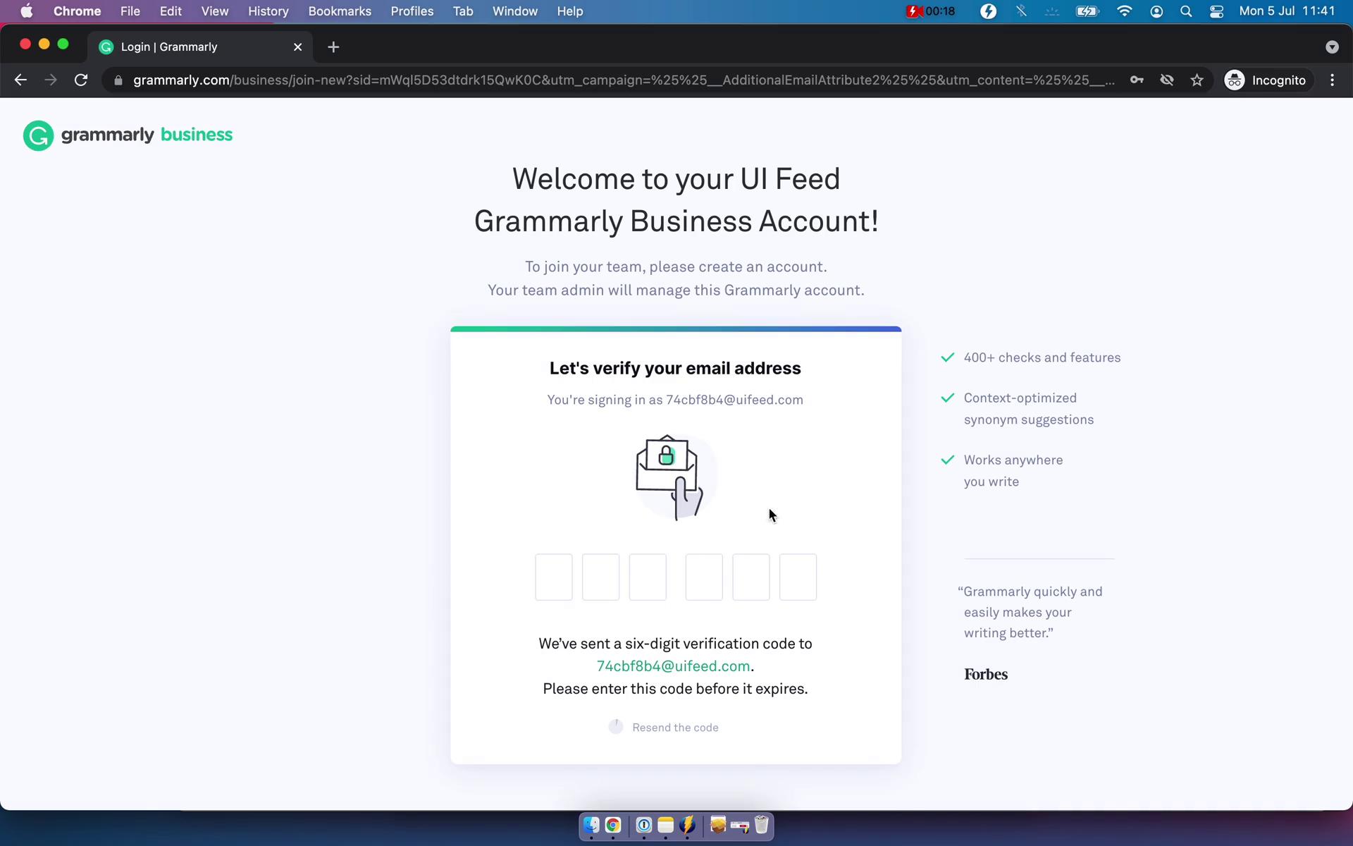 Accepting an invite screenshot
