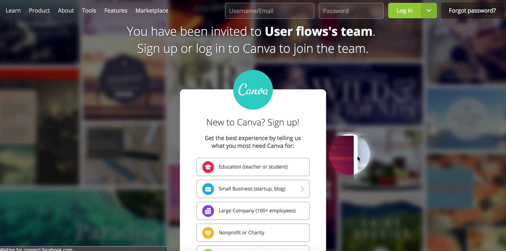 Accepting an invite screenshot