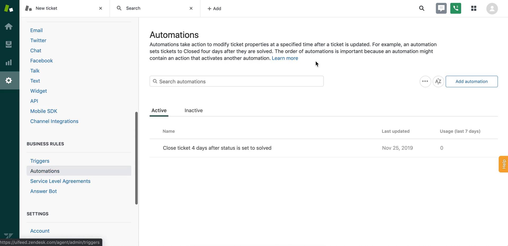 Creating an automation workflow on Zendesk video thumbnail