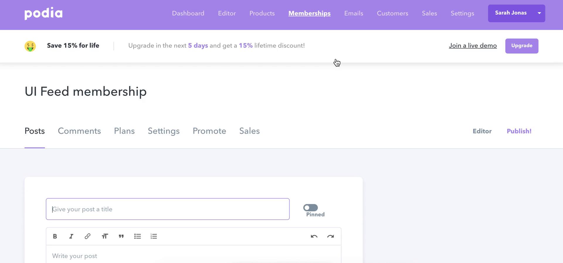 Creating a post on Podia video thumbnail