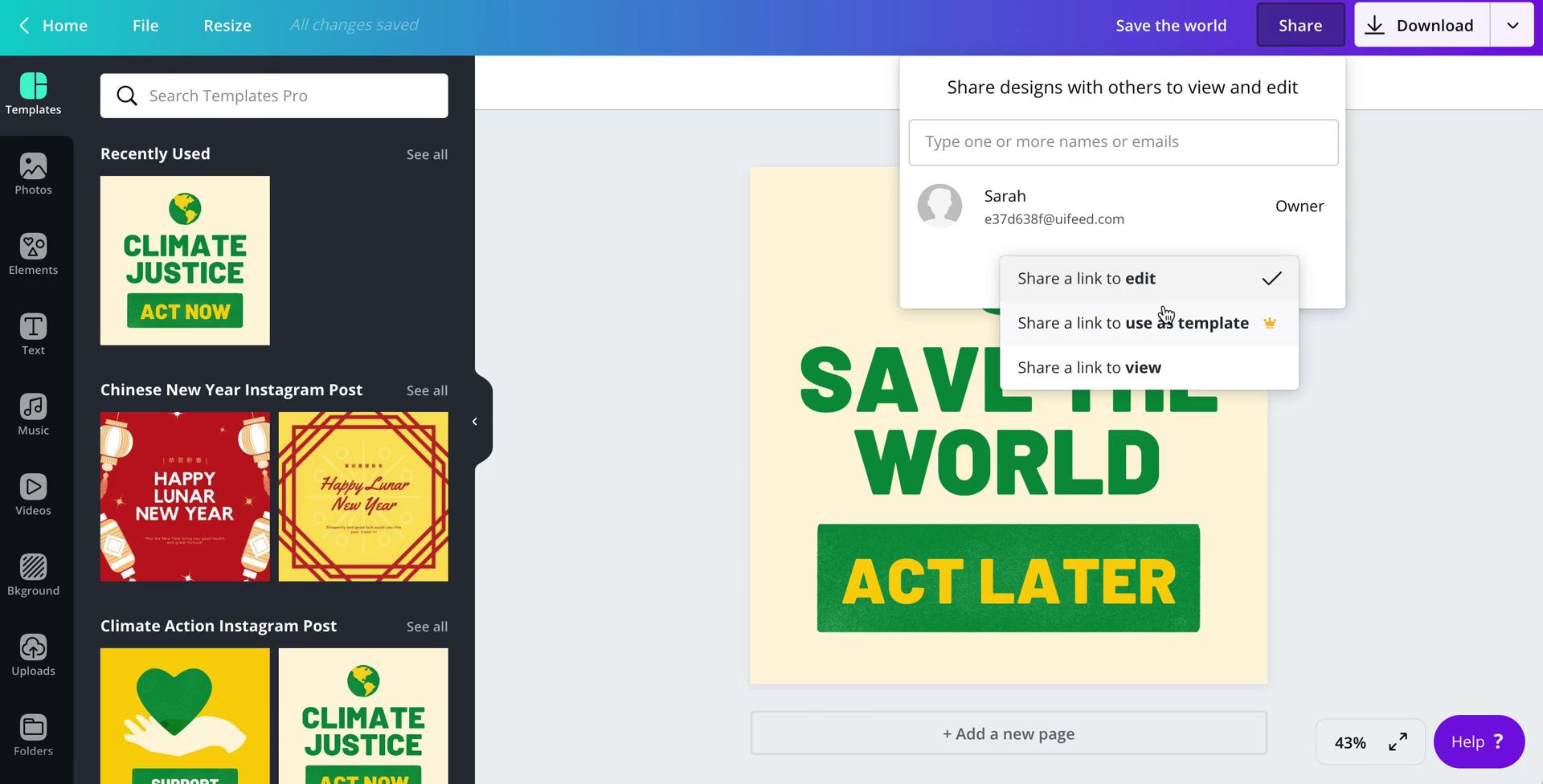 Sharing screenshot