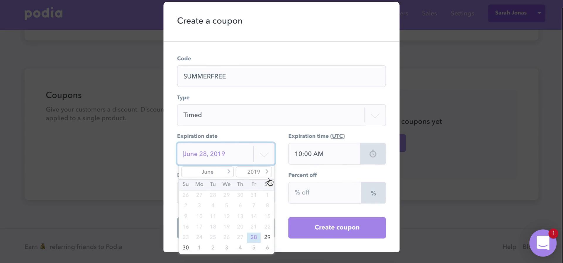 Creating promo codes on Podia video thumbnail