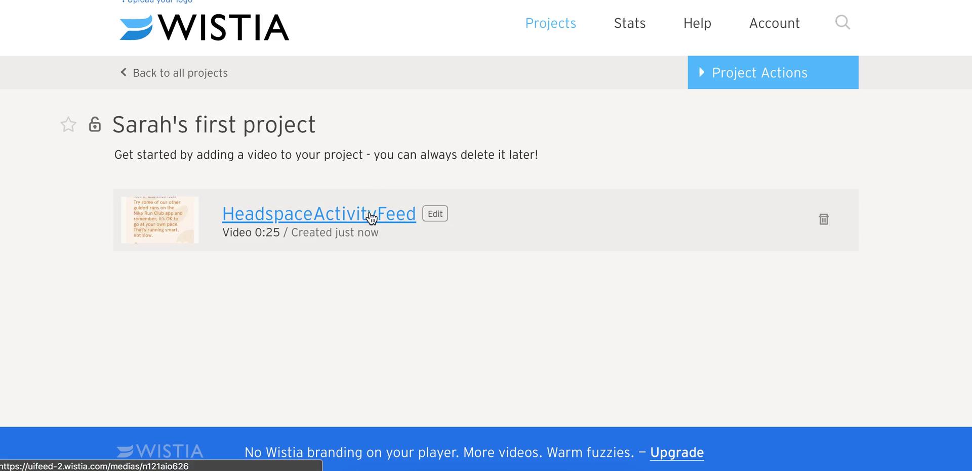 Uploading media on Wistia video thumbnail