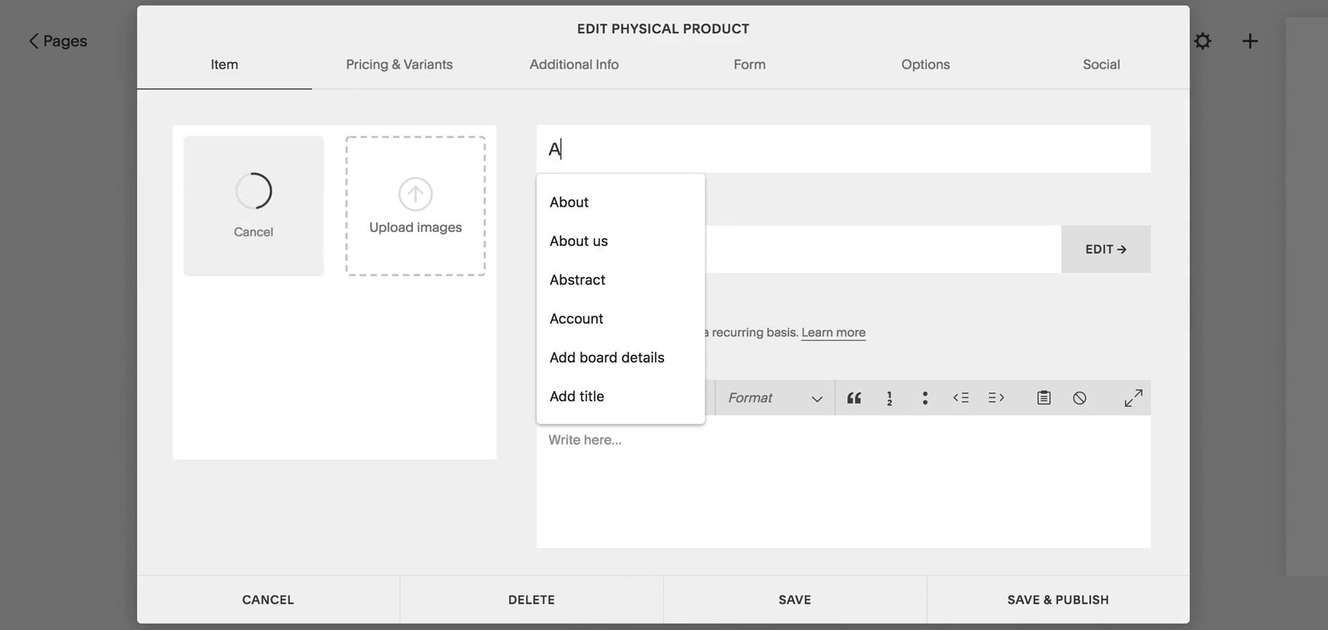 Adding a product on Squarespace video thumbnail