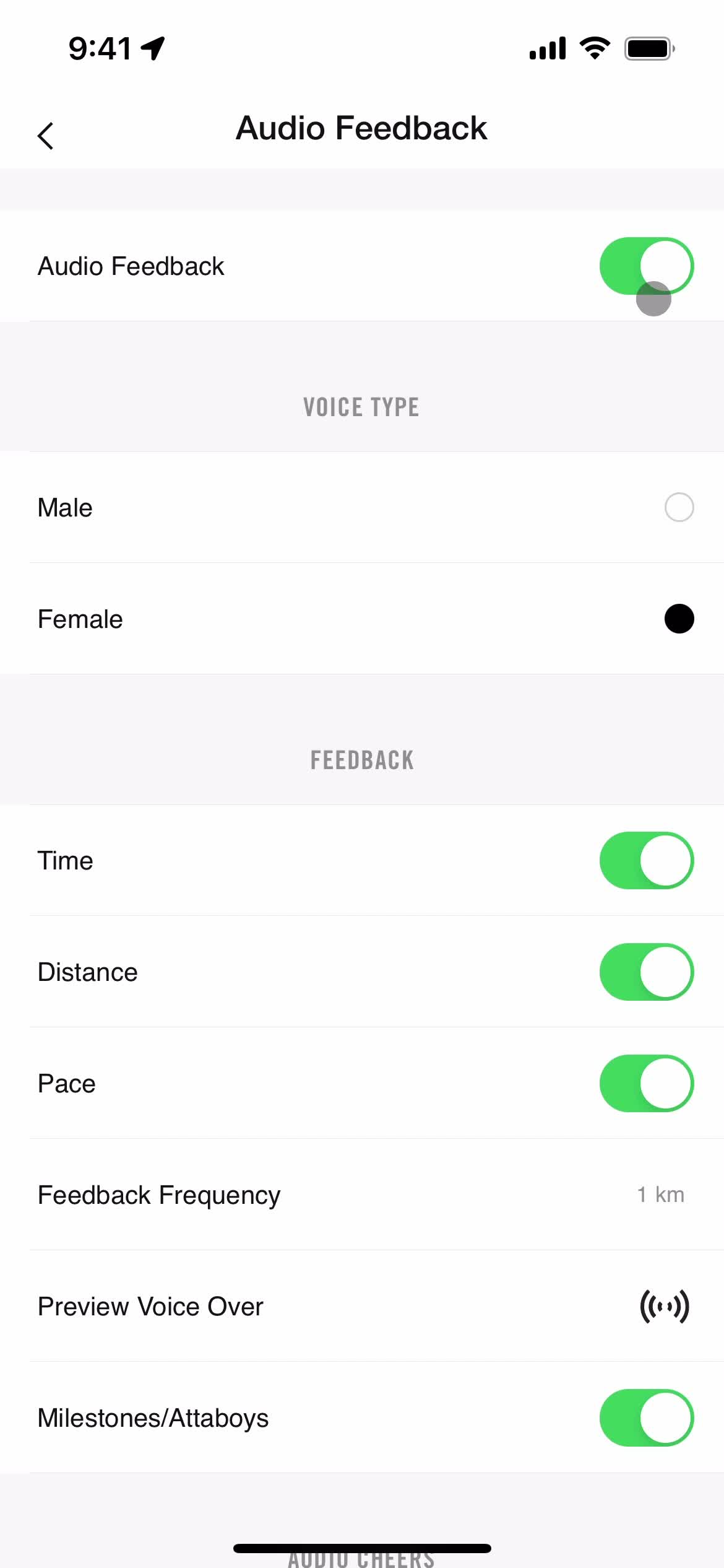 Settings screenshot