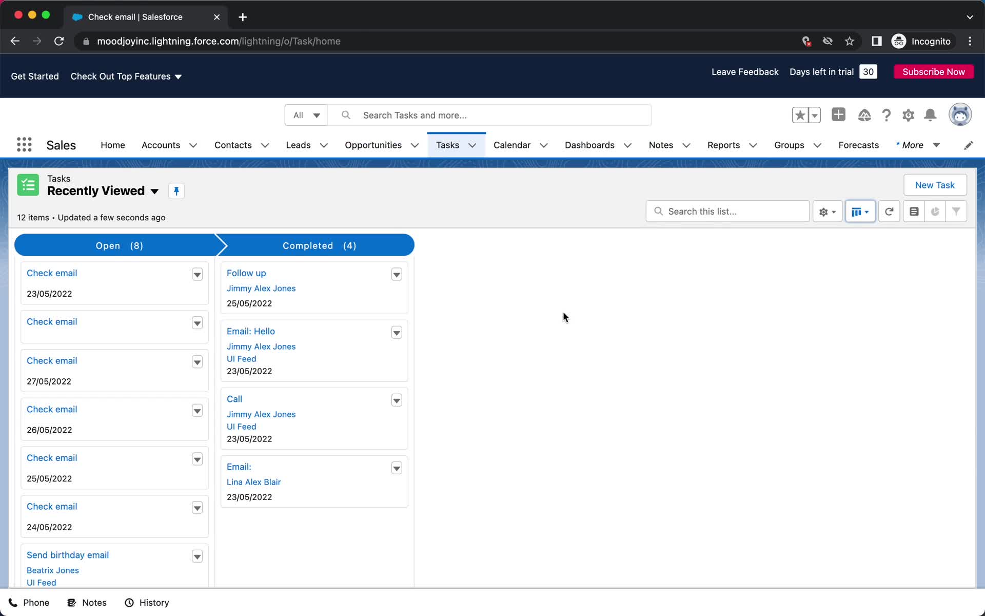 Tasks screenshot