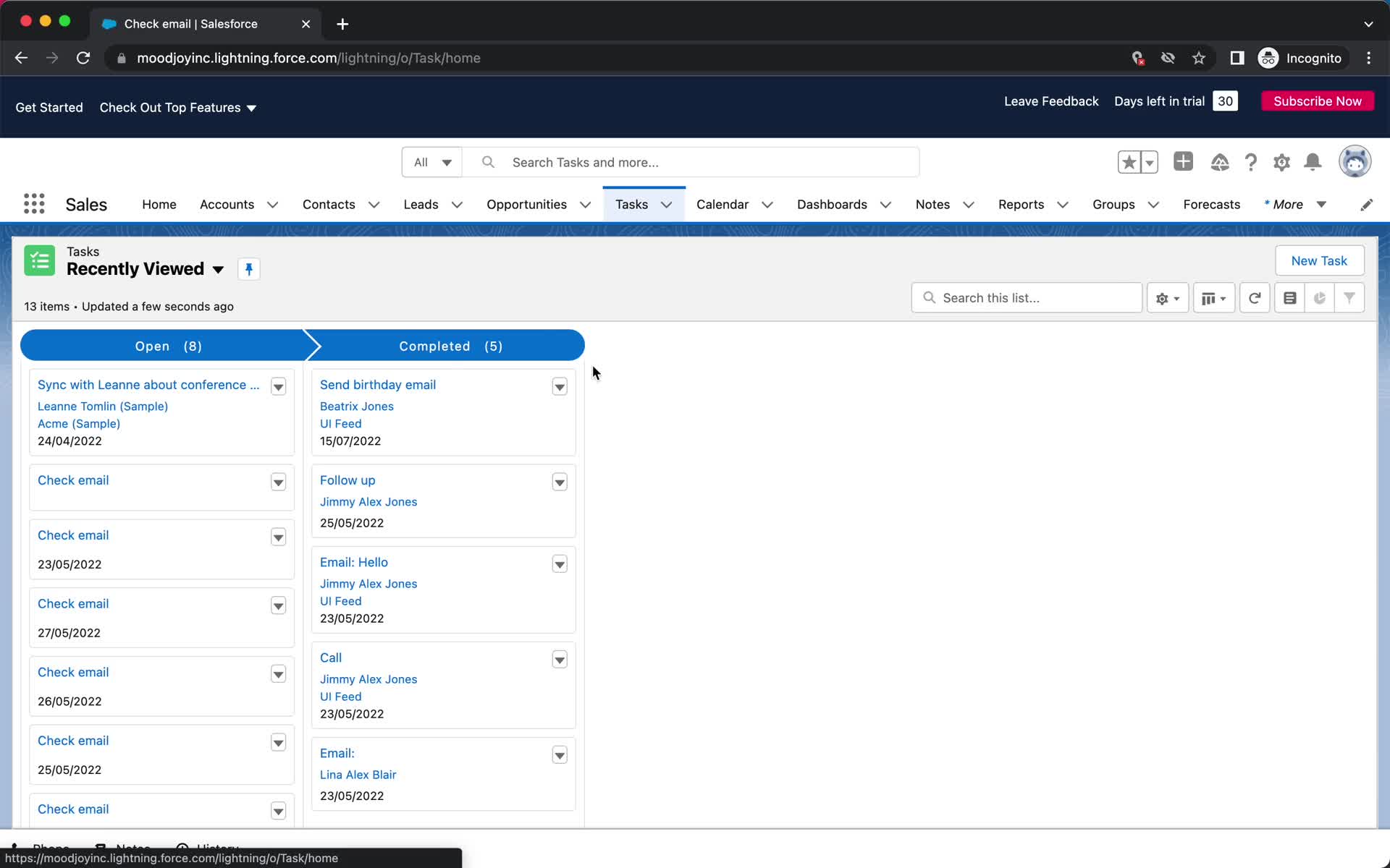 Tasks screenshot
