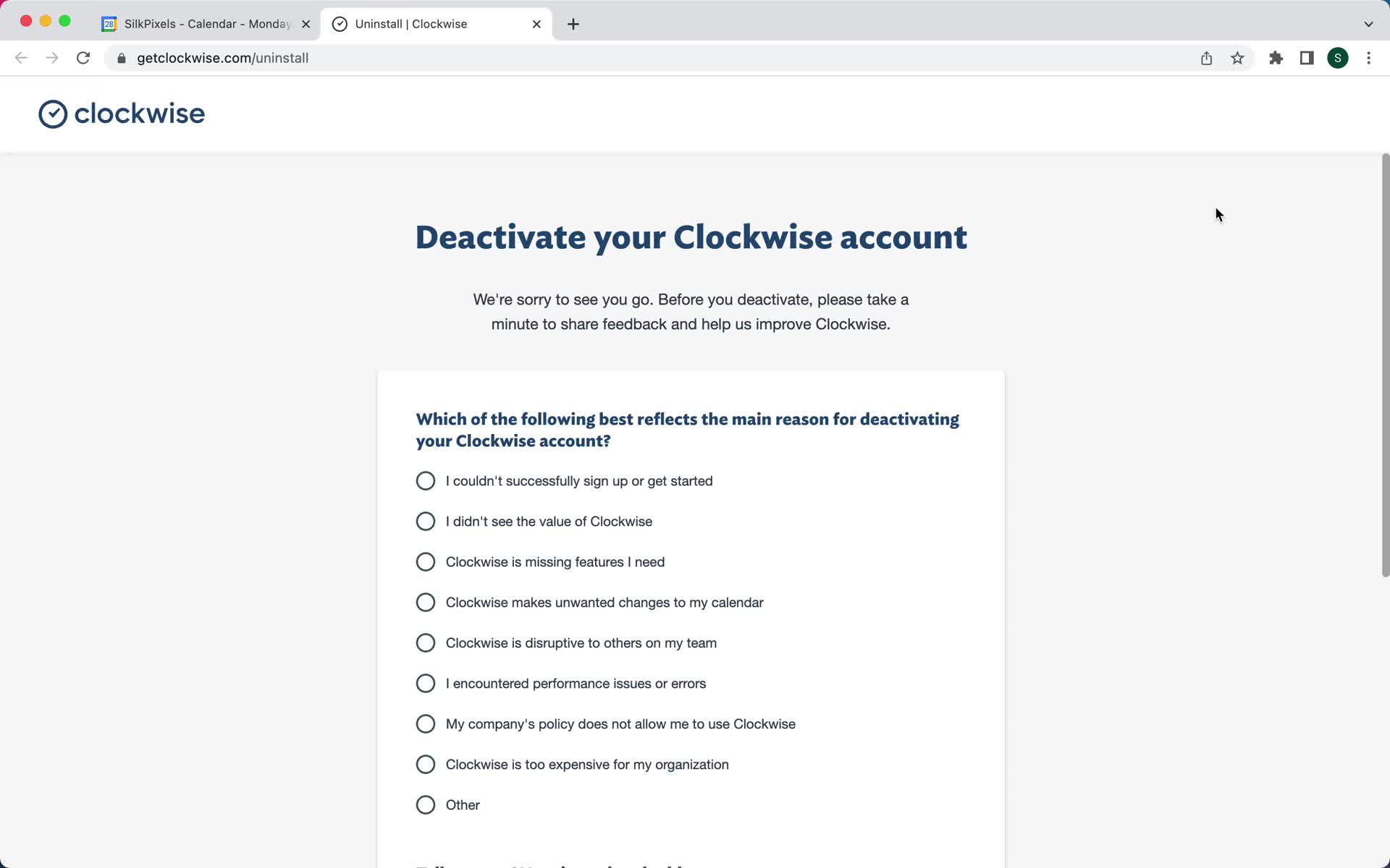 Uninstalling plugin on Clockwise video thumbnail