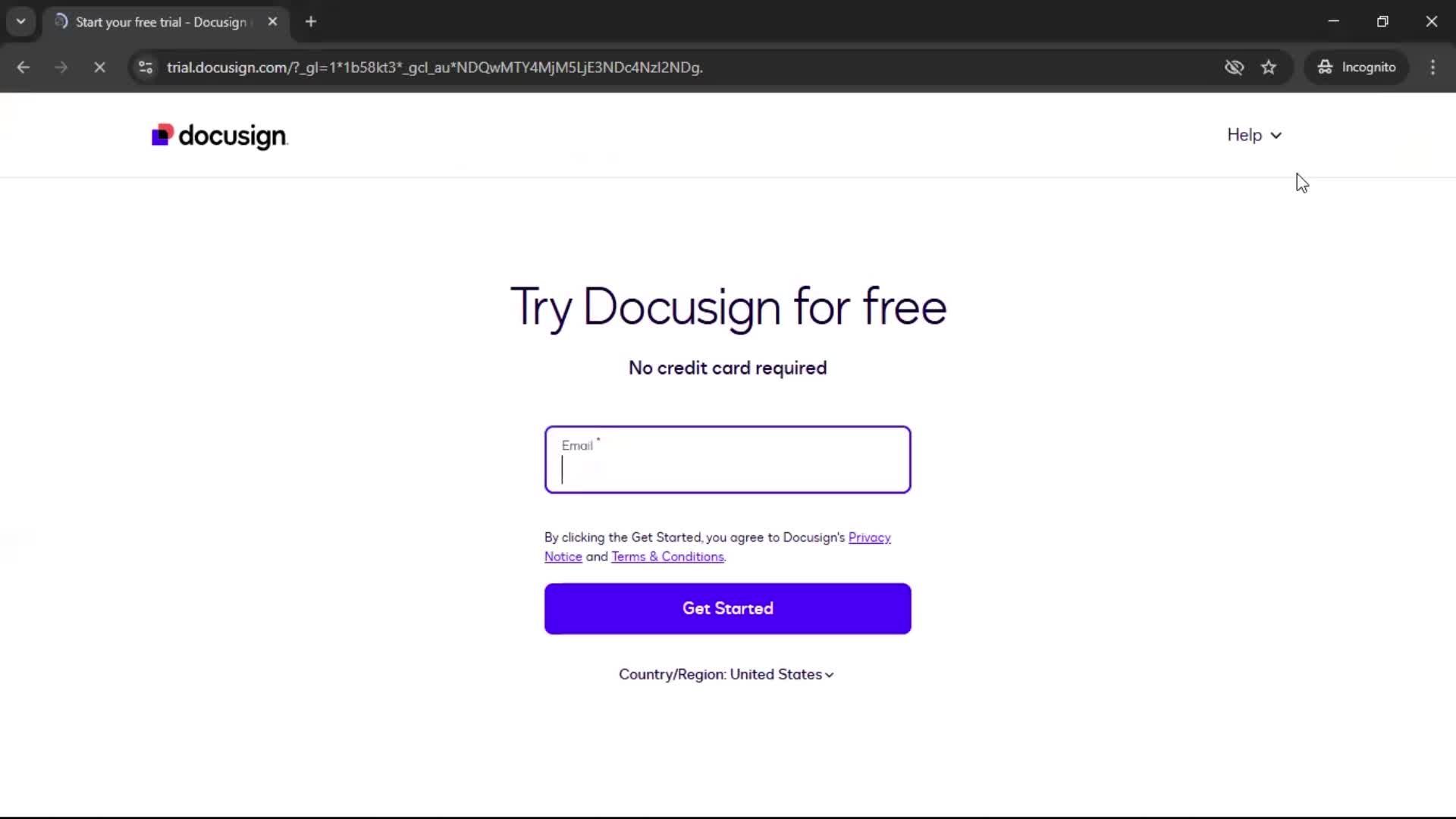 signup screen.